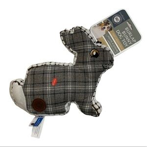 Dog Toss Toy European Home Burlap Bunny Grey White Country Farmhouse Plaid